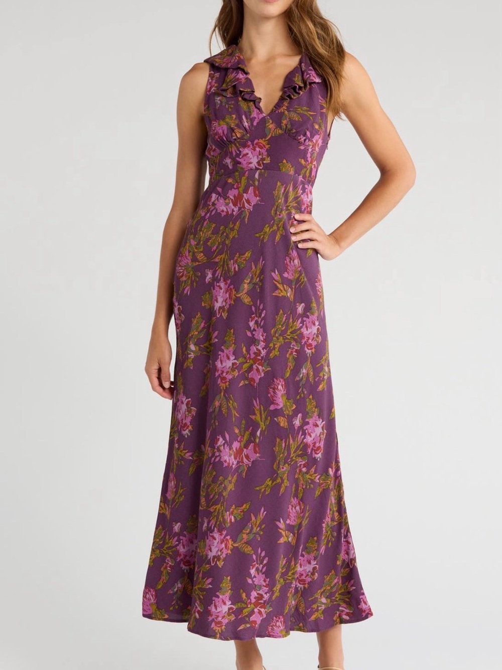 Treasure & Bond Ruffle Detail Sleeveless Midi Dress